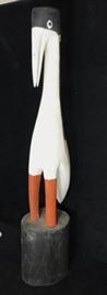  Carved Wood Totem Stork