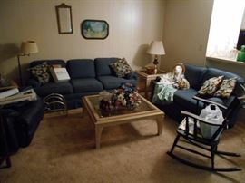 very nice sofa love seat and tables