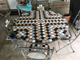 outdoor patio furniture concrete checker & chairs