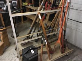 tool cart and assorted hand tools 