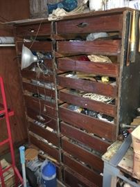 wooden shelving with drawers 