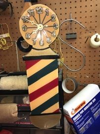 wooden barber clock 