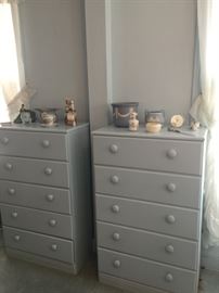 pair blue painted chest