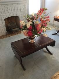 drop leaf leather top table