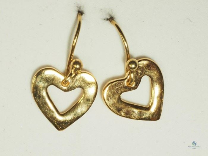 Gold Plated Sterling Silver Heart Earrings