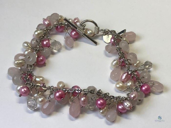 Breast Cancer Awareness Beaded Pearl Bracelet