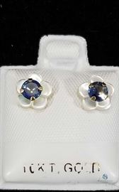 10k Sapphire .66ct MOP Earrings