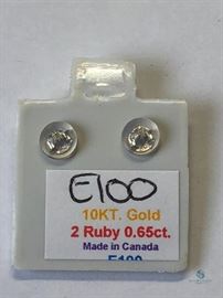 10k Gold Ruby MOP Earrings 