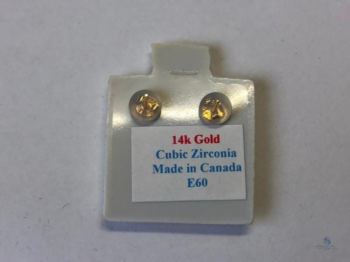 14k Gold CZ Earrings
