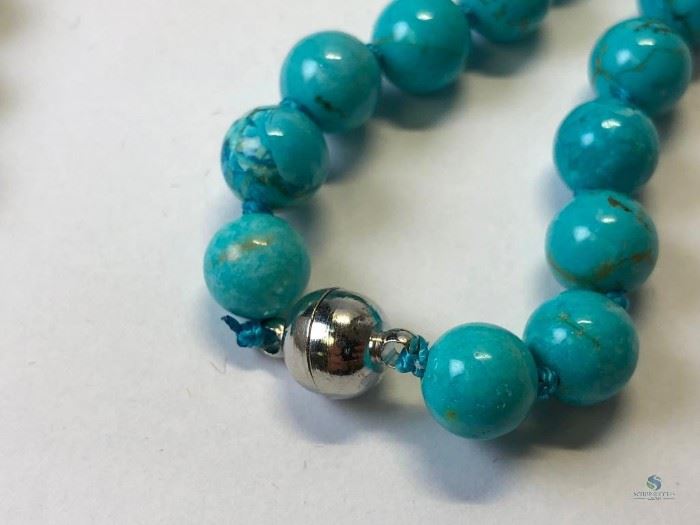 Turquoise Beaded Necklace- Magnetic Clasp