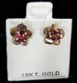 10k Gold Tourmaline MOP Earrings