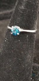 Blue Diamond .56ct - 10k White Gold Ring