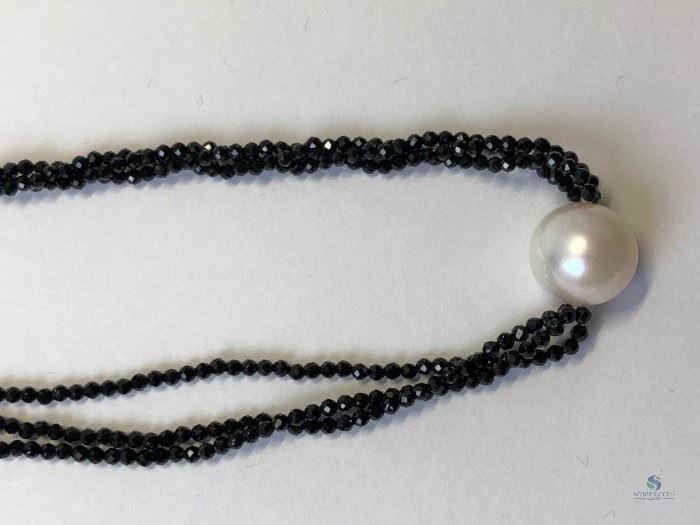 Freshwater Pearl Spinel Necklace- Silver Clasp