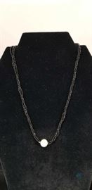 Freshwater Pearl Spinel Necklace- Silver Clasp