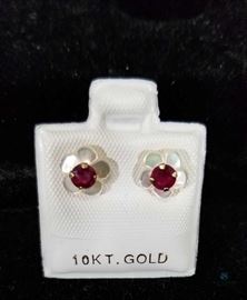Ruby and Gold 10k MOP Earrings