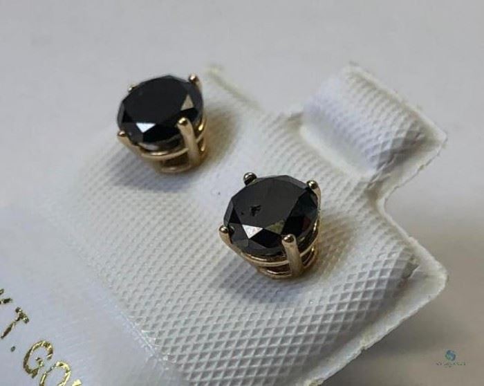 10k Gold Black Diamond 1.40ct Earrings