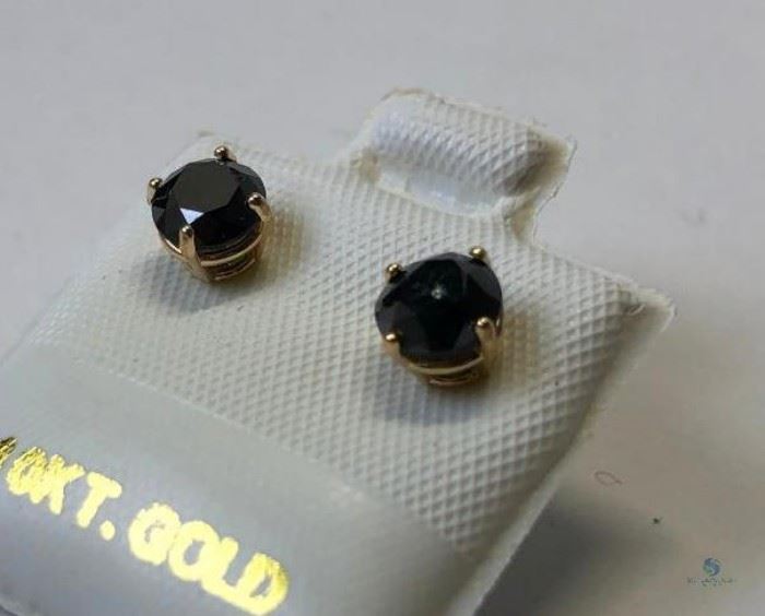 10k Gold and Black Diamond 1.25ct Earrings