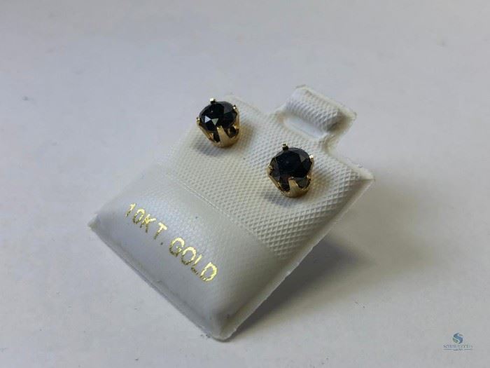 10k Gold Black Diamond 1ct Earrings