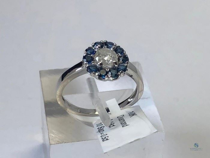 10k Gold Diamond (.48ct)and Sapphire (.50ct) Ring