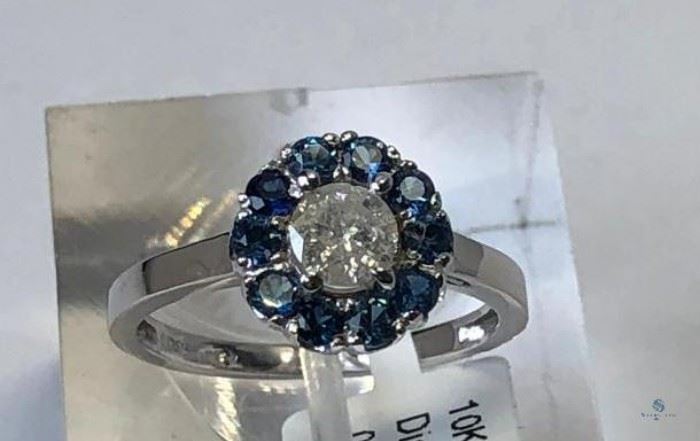 10k Gold Diamond (.48ct)and Sapphire (.50ct) Ring