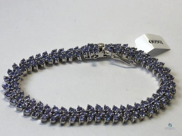 Tanzanite (10ct) and Silver Bracelet