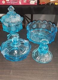 Fostoria Blue Coin Glass 