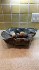 Eggs and stone bowl