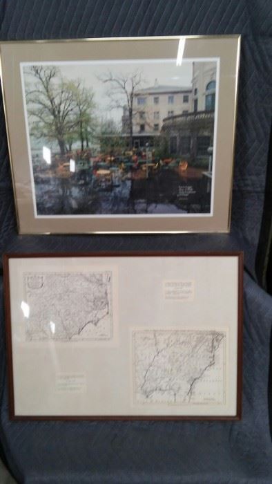 Jerry Capps print and Virginia maps