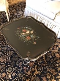 Painted Black and Floral Tray Table