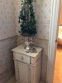 Antiqued White Cabinet  (wine cooler not available)