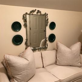 Metal Framed Mirror , Green Lettuce Plates , Sofa 