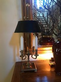 Pair Brass Candle-stand Lamps 