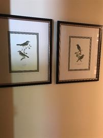 Pair Framed Bird Prints 