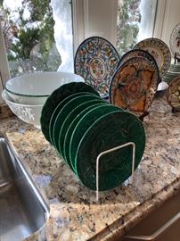 Green Ceramic Lettuce Plates