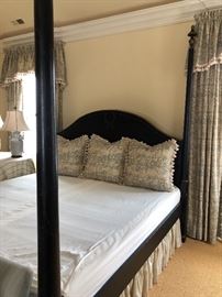 Black Four Poster King Size Bed,  Painted Headboard 