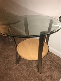WOOD , METAL AND GLASS ROUND SIDE TABLE-2 AVAILABLE