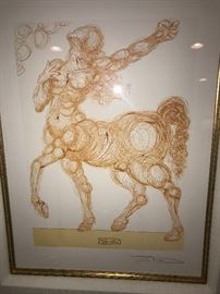 SALVADOR DALI CENTAUR INFERNO 25 WOOD ENGRAVING IN COLOR ON RIVES PAPER 1951-1964