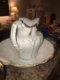 ANTIQUE BOWL AND PITCHER