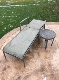 SUN LOUNGER AND SMALL ROUND TABLE