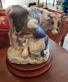 Bing & Grondahl Milkmaid milking Cow Signed axel Locher