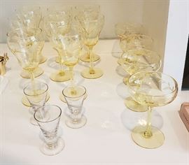 Vintage Elegant Yellow Stemware