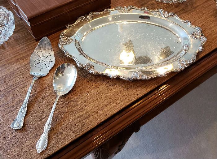 Silver Plate Tray and Serving pieces