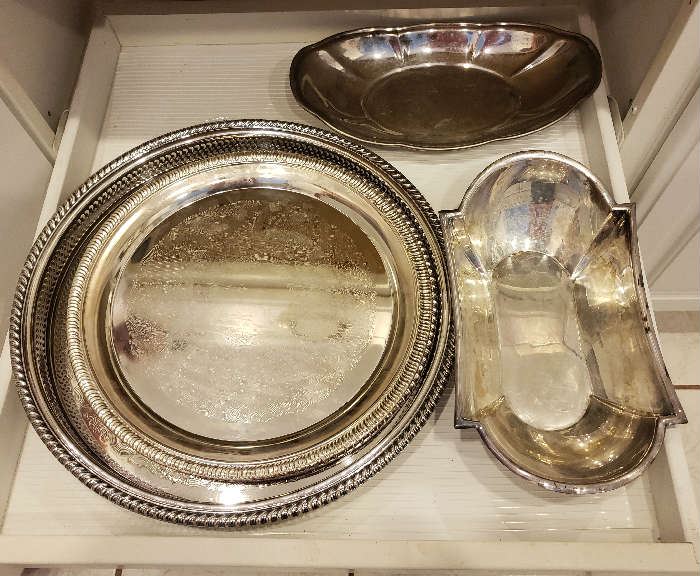 Silver Plate Trays & Bowls
