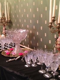 Gorgeous punch bowl with pedestal; Waterford crystal