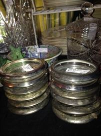 Silver plate trimmed coasters