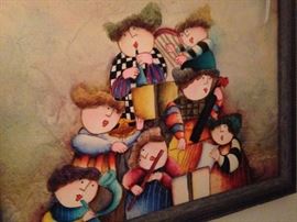 J Roybal art ranges from musical statements of children learning to play instruments, to sports, involving children at play. 

His main theme throughout his work underlines the essence of music and play