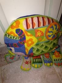 A colorful elephant in needlepoint