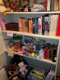 A selection of games, toys, and books.