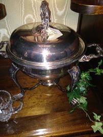 Silver plate lidded serving dish