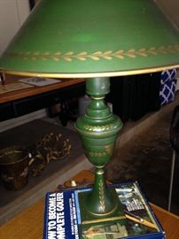 Vintage green enamel lamp